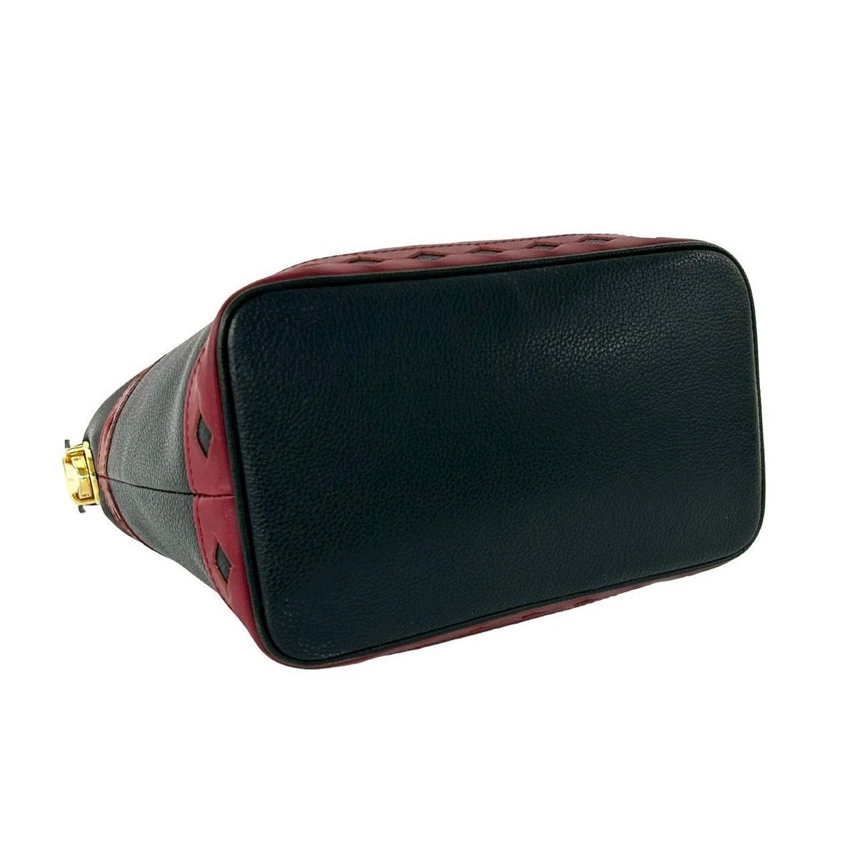 Saint Laurent Yves YSL Logo Cutout Leather Handbag Black Red — view 7