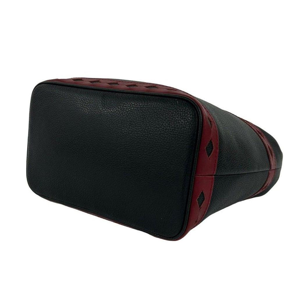 Saint Laurent Yves YSL Logo Cutout Leather Handbag Black Red — view 8