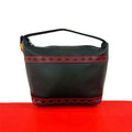 Saint Laurent Yves YSL Logo Cutout Leather Handbag Black Red