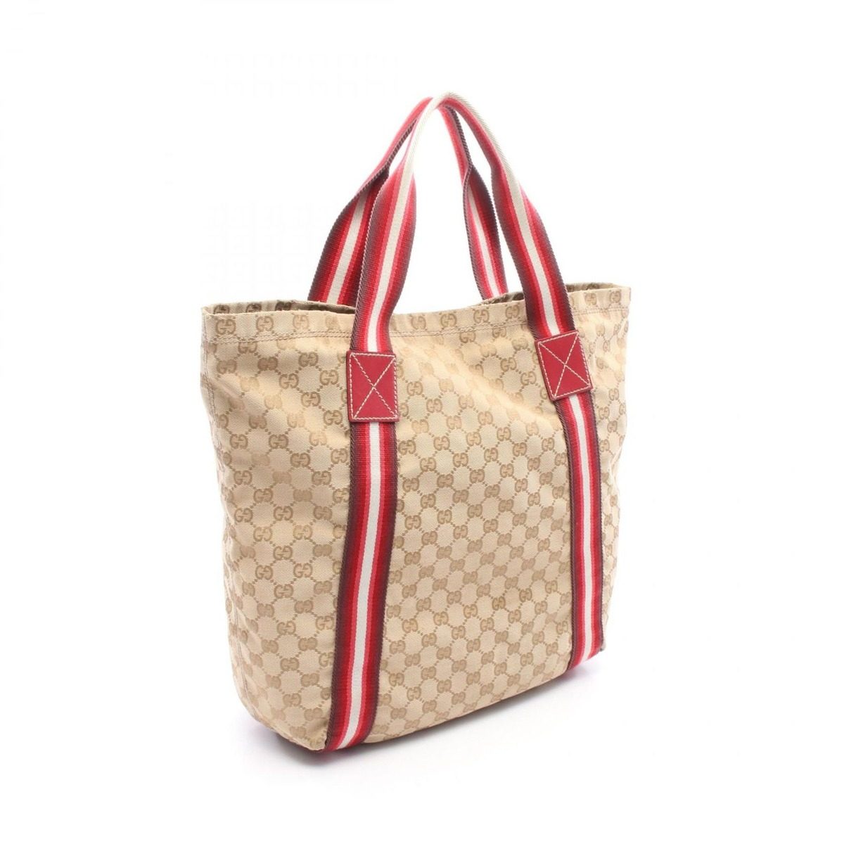 Gucci Tote GG Crystal Beige Red Canvas Leather — view 2