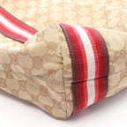 Gucci Tote GG Crystal Beige Red Canvas Leather — view 6
