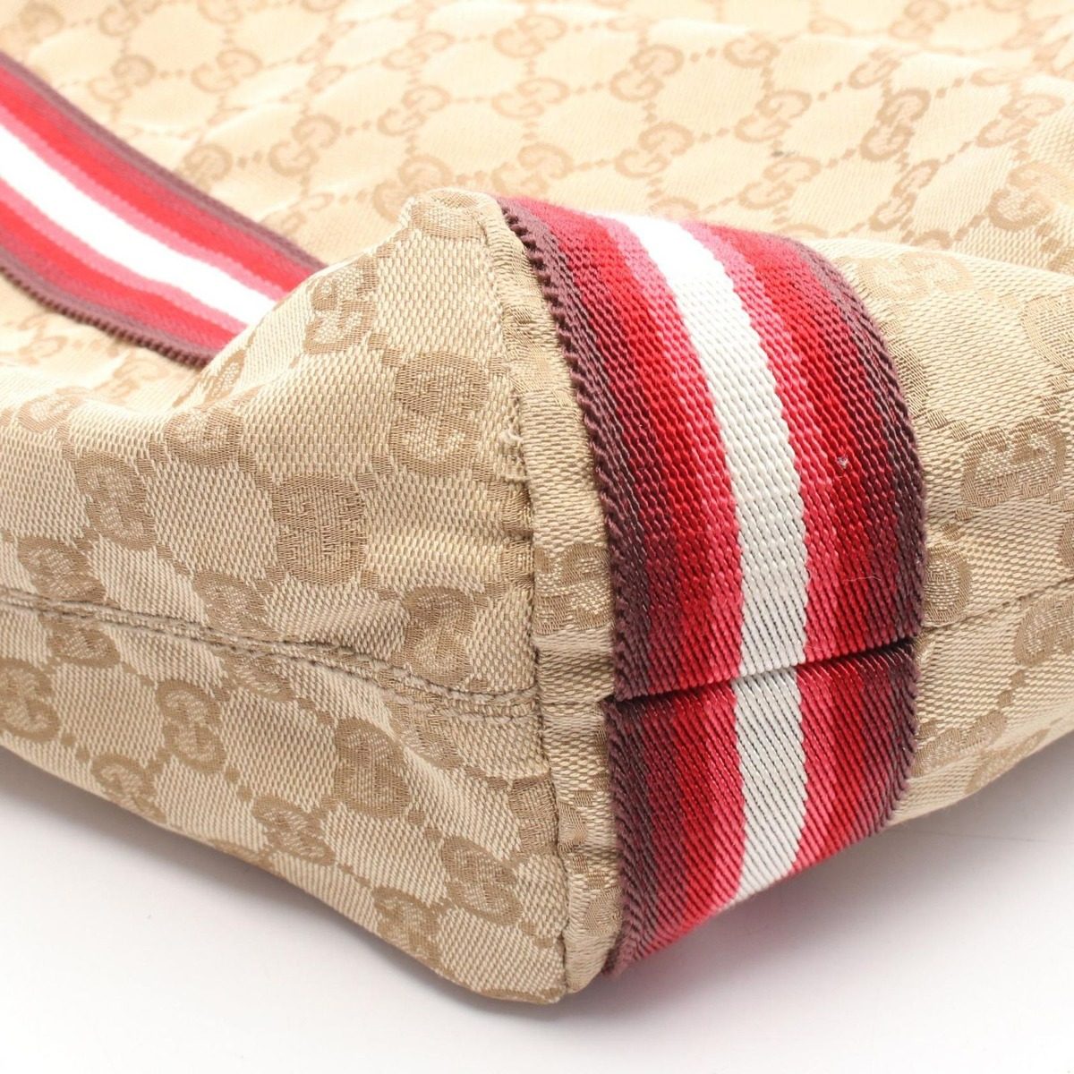 Gucci Tote GG Crystal Beige Red Canvas Leather — view 6