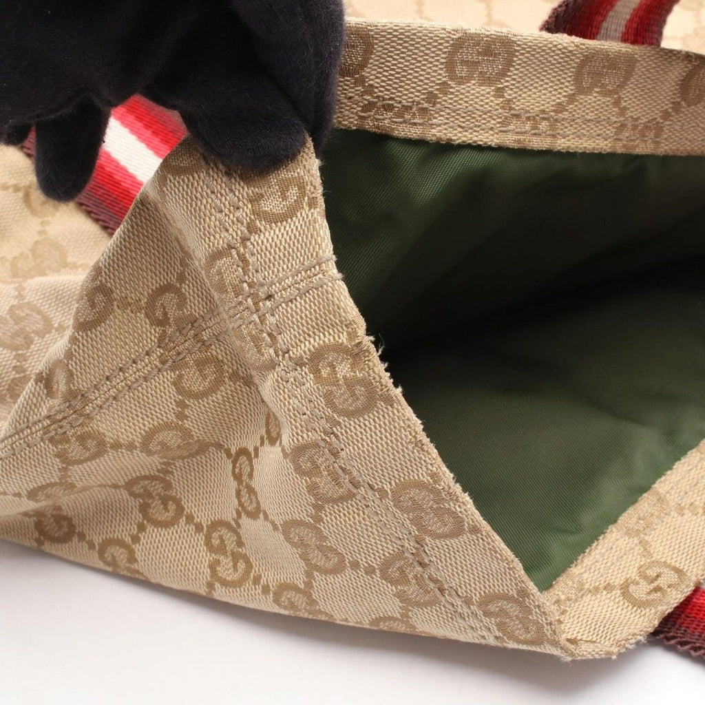 Gucci Tote GG Crystal Beige Red Canvas Leather — view 9