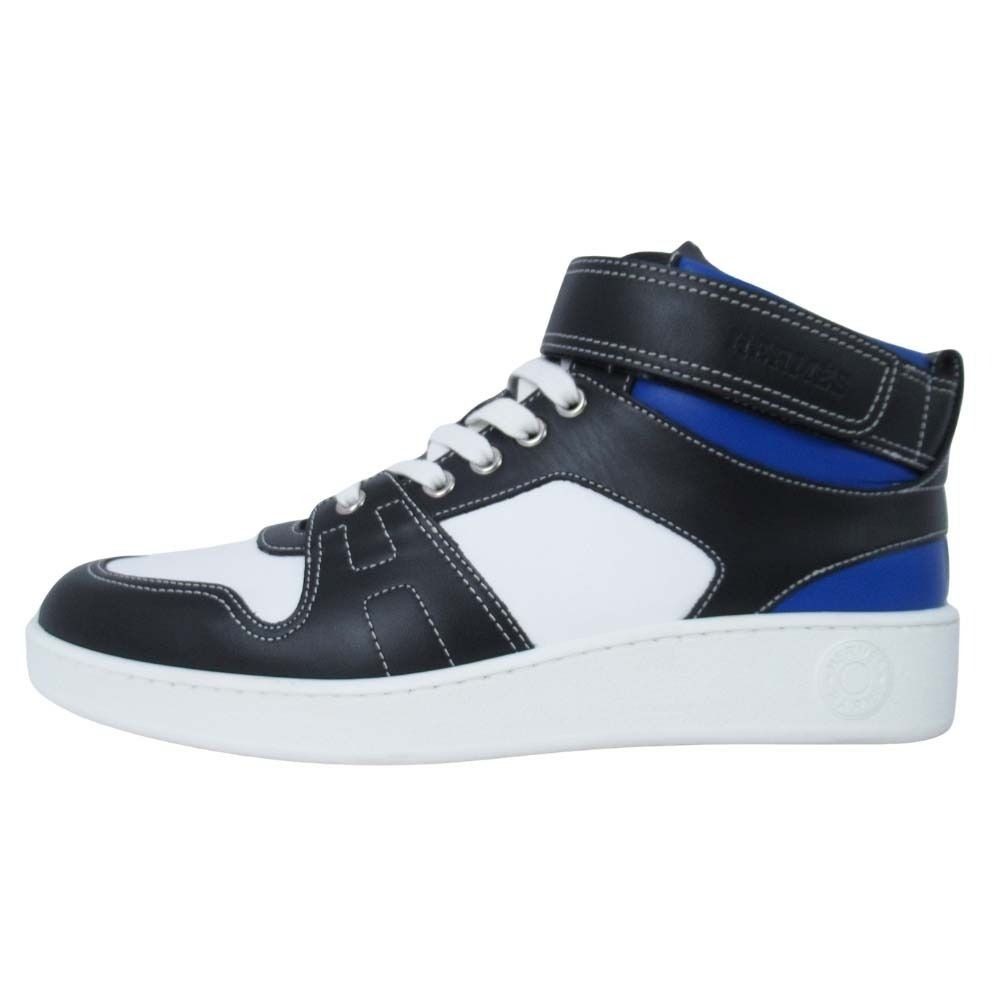 Hermes Freestyle Sneakers High Cut Series Logo Shoes 40.5 Black White Blue
