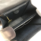 Celine Leather Ribbon Hand Bag Navy Gold — view 7