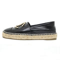 Chanel Espadrilles Coco Mark Bijoux Black Patent Leather 20 C 37