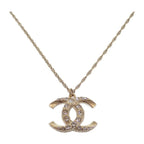 Chanel Coco Mark Necklace Metal Crystal Gold — view 2