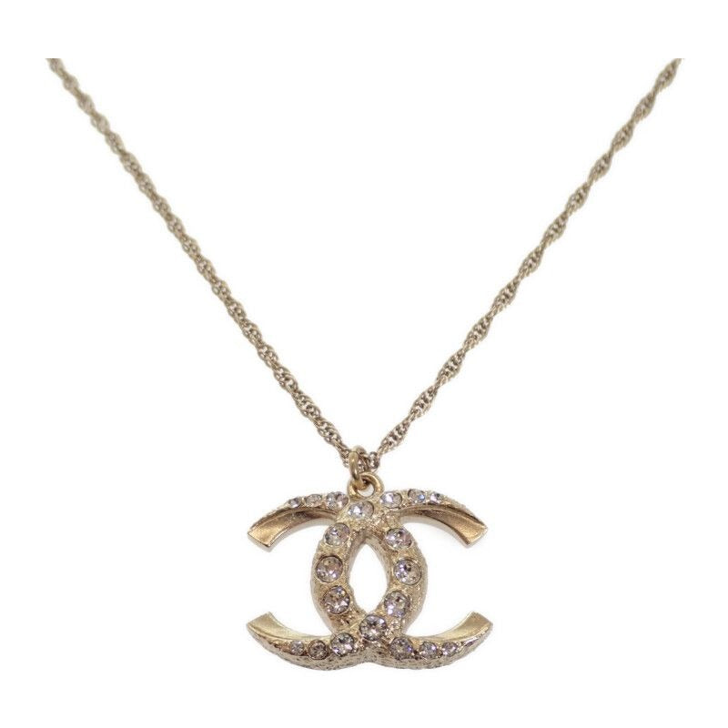 Chanel Coco Mark Necklace Metal Crystal Gold — view 2