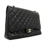 Chanel Shoulder Bag Deca Quilted Caviar Leather Black Silver — view 2
