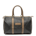 Dior Vintage Small Travel Boston Dark Gray Brown Honeycomb Canvas Shoulder Bag