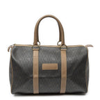 Dior Vintage Small Travel Boston Dark Gray Brown Honeycomb Canvas Shoulder Bag