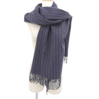 Hermes Y2 K Vintage England 100% Cashmere Striped Fringe Shawl Scarf 185 — view 2