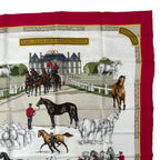 Hermes Scarf Silk Carre 90 les Haras Nationaux National Stallion Farm Red — view 3