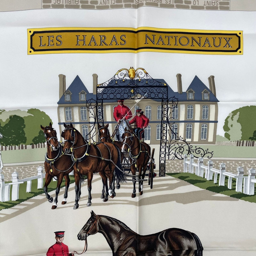 Hermes Scarf Silk Carre 90 les Haras Nationaux National Stallion Farm Red — view 6