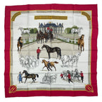 Hermes Scarf Silk Carre 90 les Haras Nationaux National Stallion Farm Red