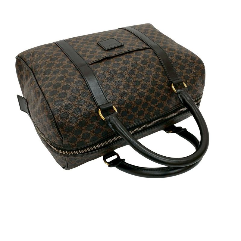 Celine Macadam Blason Vintage Triomphe Pattern Leather Handbag Mini Boston Bag
