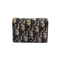 Dior Oblique Jacquard Leather Canvas Navy Black Card Case Silver