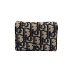 Dior Oblique Jacquard Leather Canvas Navy Black Card Case Silver