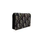 Dior Oblique Jacquard Leather Canvas Navy Black Card Case Silver — view 2