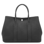 Hermes Tote Bag Garden Party TPM 30 Black Silver Oarleather