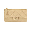 Chanel Quilted Coin Case Fragment Caviar Leather Beige CC Logo