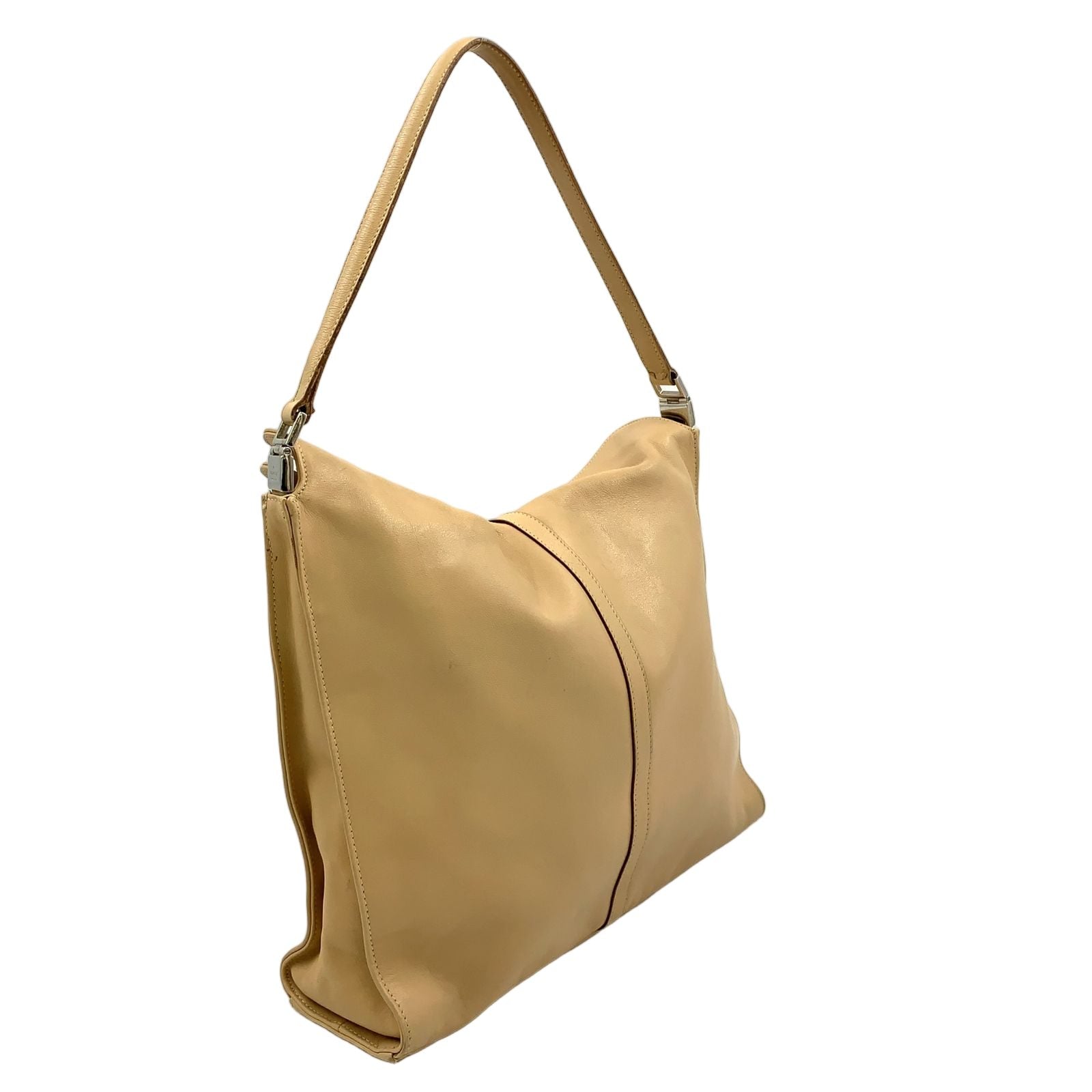 Gucci Jackie Logo Leather Beige Shoulder Bag Silver — view 2
