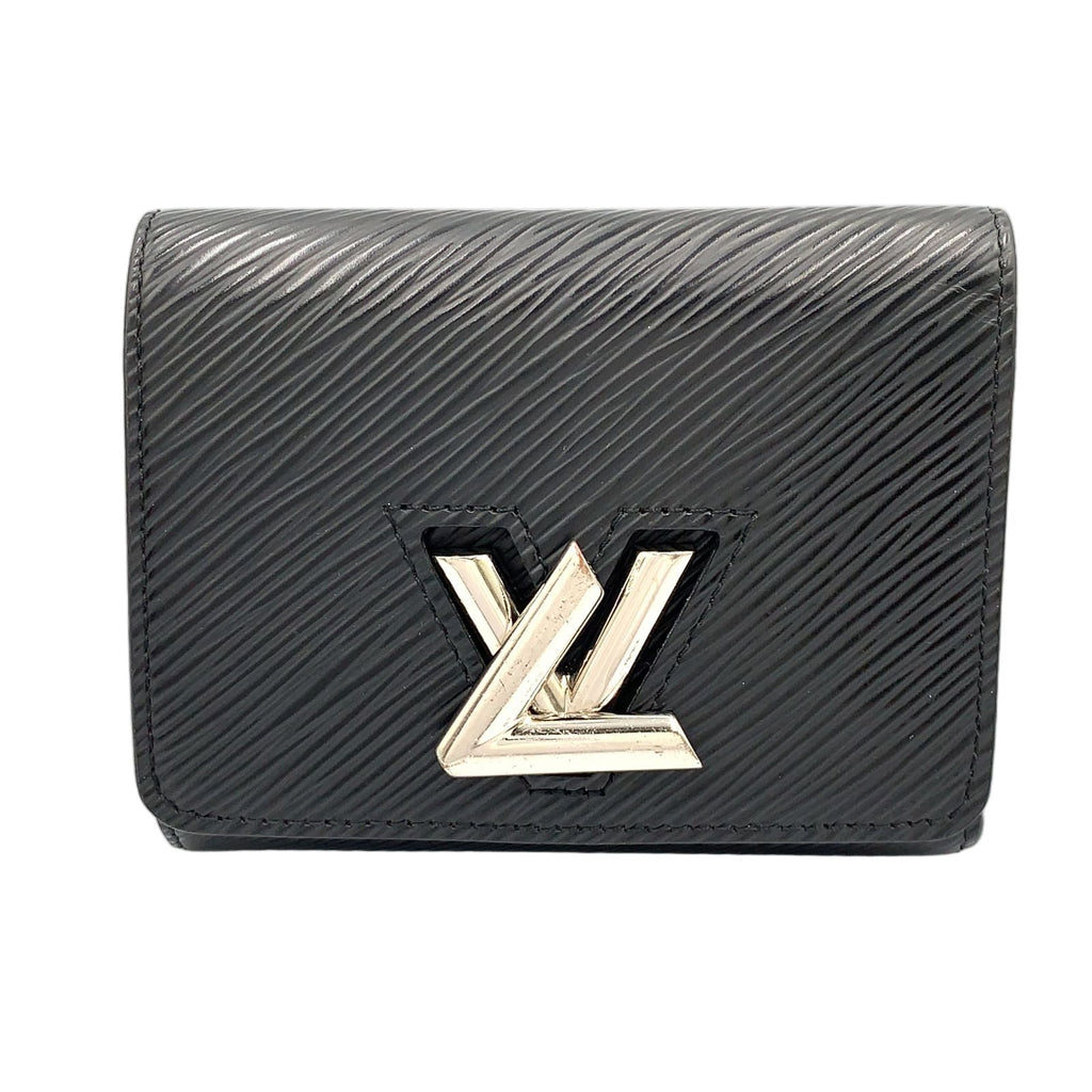 Louis Vuitton Portefeuille Twist Compact Epi Leather Black Wallet Silver