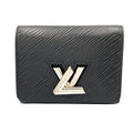 Louis Vuitton Portefeuille Twist Compact Epi Leather Black Wallet Silver