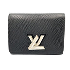 Louis Vuitton Portefeuille Twist Compact Epi Leather Black Wallet Silver