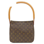 Louis Vuitton Handbag Looping MM Monogram Canvas Gold Brown One Handle