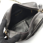 Chanel Shoulder Bag Triple CC Logo Black Lambskin Coco Fringe Small — view 3