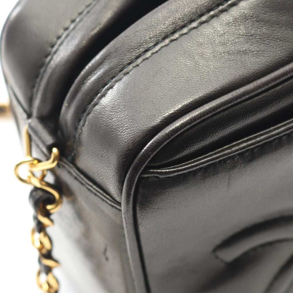 Chanel Shoulder Bag Triple CC Logo Black Lambskin Coco Fringe Small — view 6