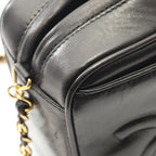Chanel Shoulder Bag Triple CC Logo Black Lambskin Coco Fringe Small — view 6