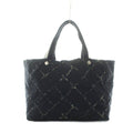 Chanel Travel Line Tote Nylon Black Plaid Pattern RI