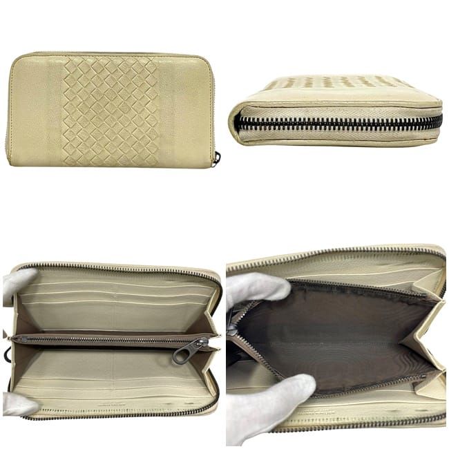 Bottega Veneta Round Zipper Long Wallet Cream Intrecciato — view 2