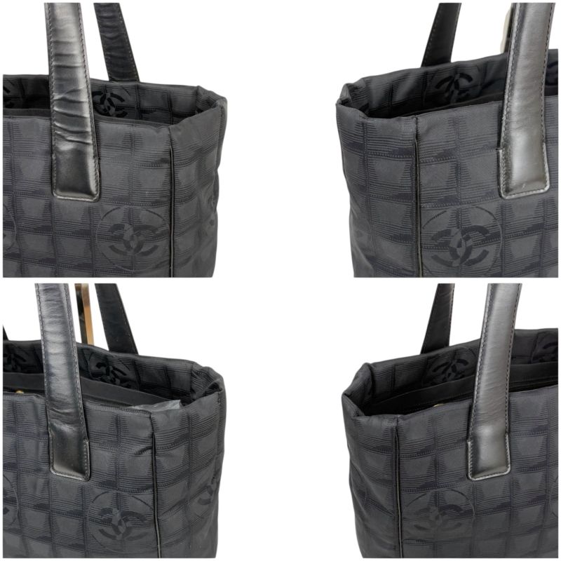 Chanel New Travel Line Mini Tote Bag Black Nylon Jacquard Shoulder — view 5