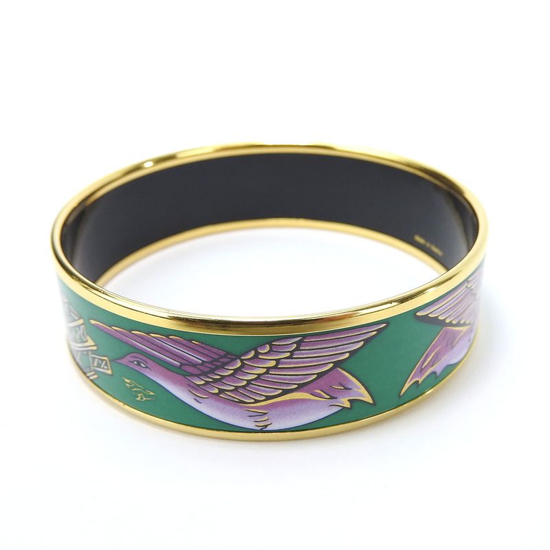 Hermes Bracelet Emile GM Metal Enamel Green Purple Gold Hardware Accessories — view 5
