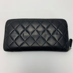 Chanel Quilted Lamb Leather Black Round Zipper Wallet — view 2