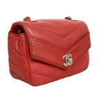 Chanel Shoulder Bag Stitch Chez Blanc Caviar Leather Red Silver — view 2