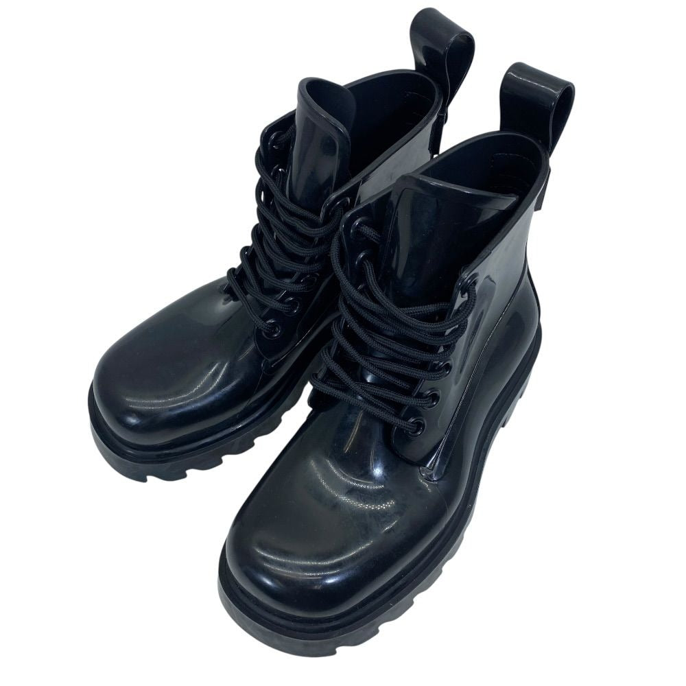 Bottega Veneta Strut Lace Up Rubber Boots Ankle Shoes Black