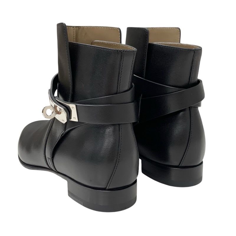 Hermes Neo Boots Short Shoes Leather Black Silver Kelly Hardware — view 4