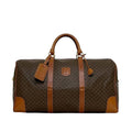 Celine Boston Bag Brown Macadam Leather Fastener