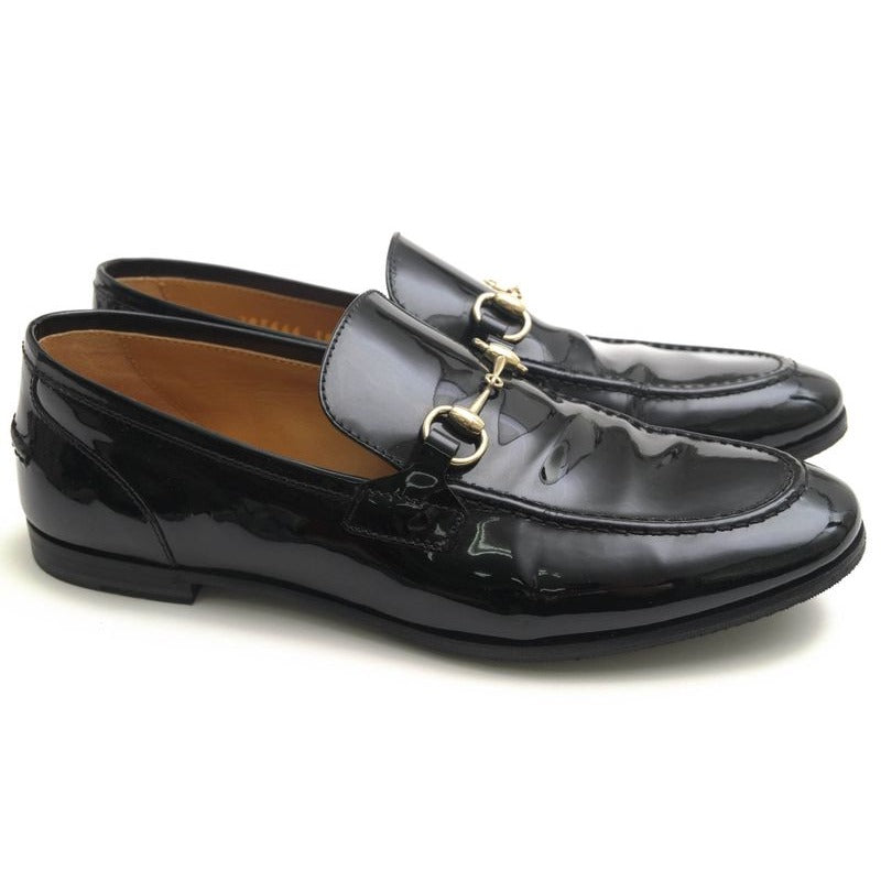 Gucci Bit Loafers Shoes Women Enamel Patent Leather Black Bnc00 — view 2
