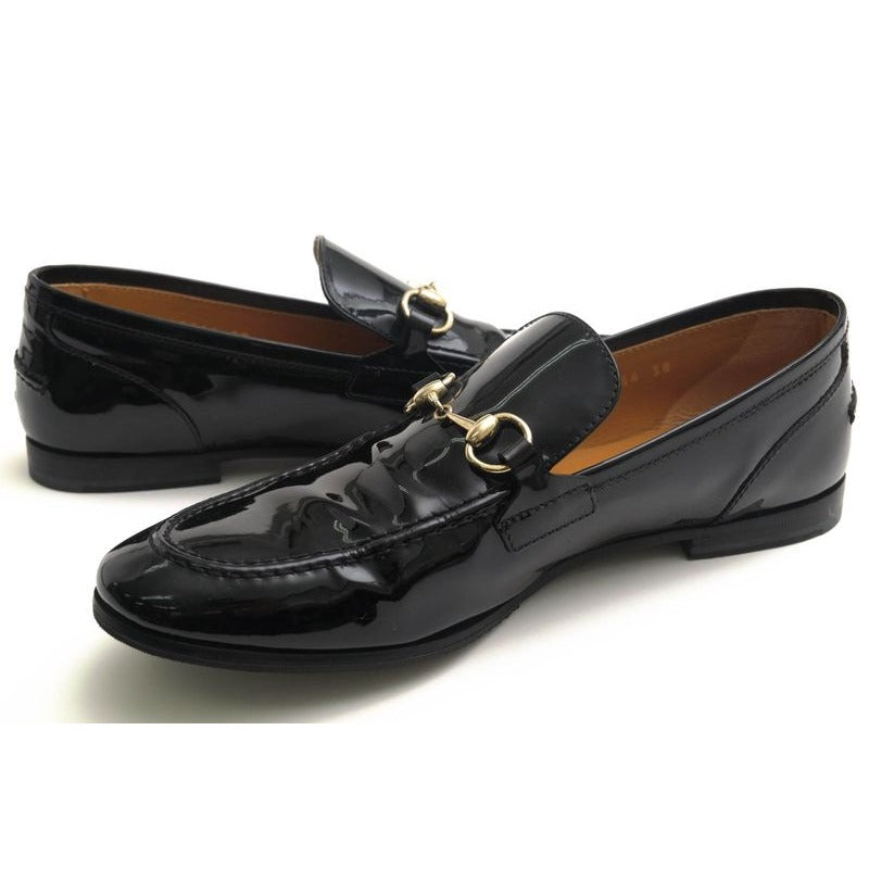 Gucci Bit Loafers Shoes Women Enamel Patent Leather Black Bnc00 — view 3