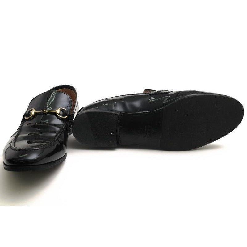 Gucci Bit Loafers Shoes Women Enamel Patent Leather Black Bnc00 — view 7