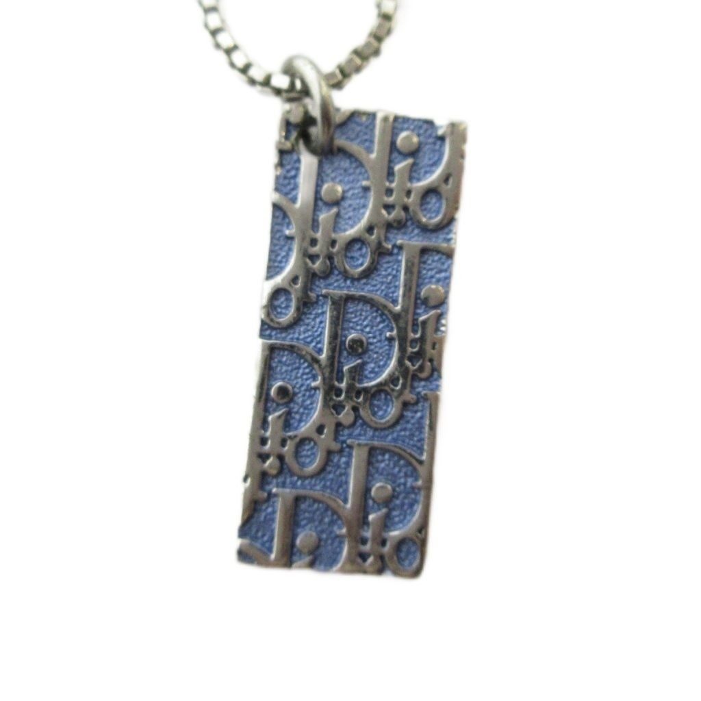 Dior Necklace Pendant Trotter Plate Logo Silver
