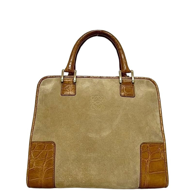 Loewe Handbag Amazona 28 Beige Brown Suede