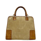 Loewe Handbag Amazona 28 Beige Brown Suede