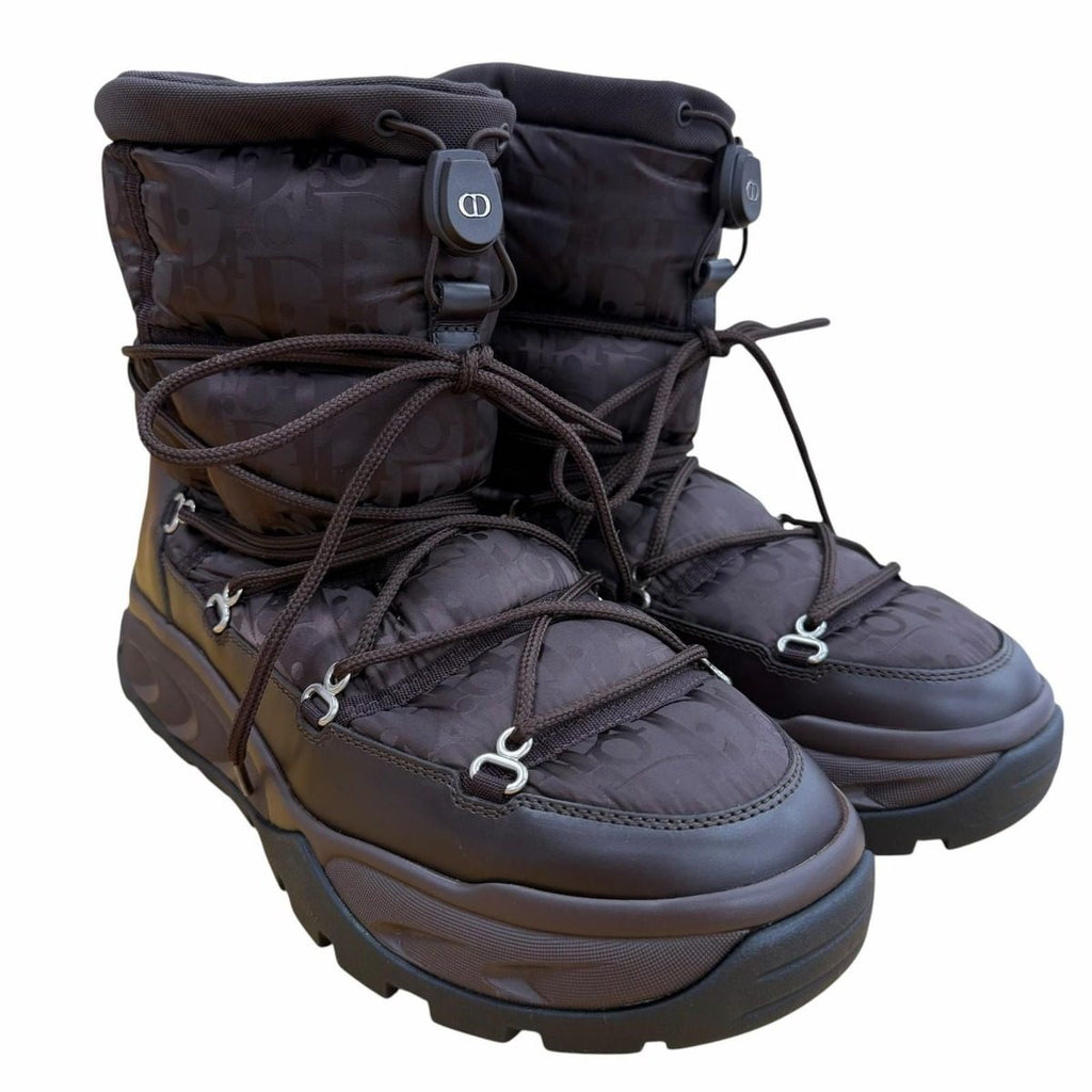 Dior Homme Fabric Leather Snow White Boots Dark Brown — view 3