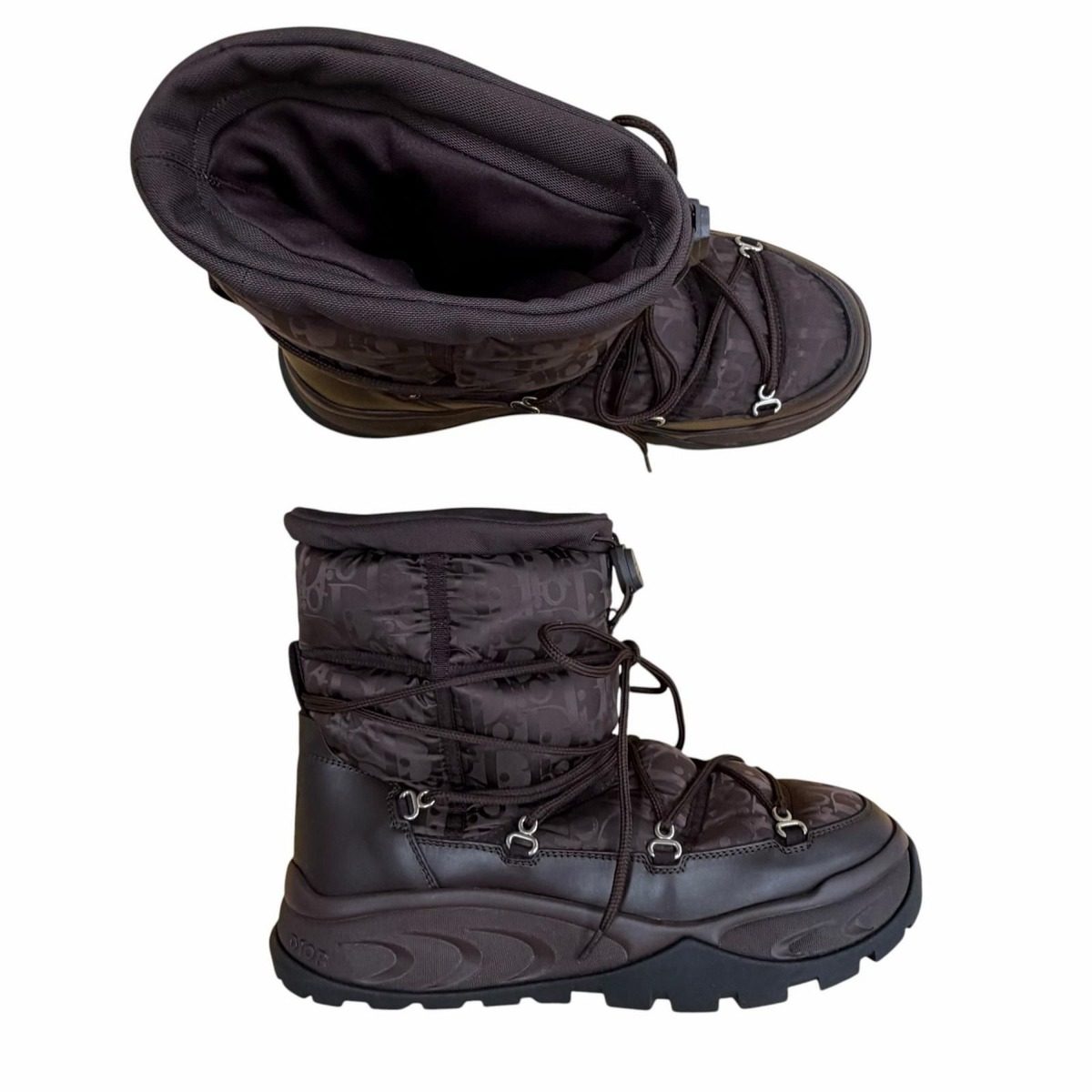 Dior Homme Fabric Leather Snow White Boots Dark Brown — view 6